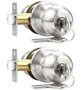 Brotima 2 Pack Entry Door Knob with Lock, Keyed Different Door Lock for Exterior Door and Front D...