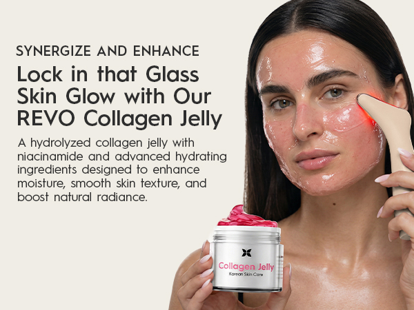 the face massager can be paired with revo collagen jelly cream to maximize results