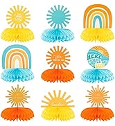 G1ngtar 9Pcs Here Comes the Son Honeycomb Centerpieces Table Topper Retro Hippie Bohemian Rainbow...