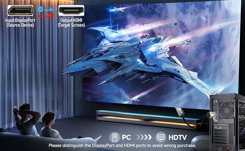 DP 1.4 to HDMI 2.1 Adapter 8K@60Hz