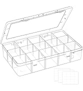 Mauproy 15 Grids Large Plastic Organizer Box with Adjustable Dividers, Compartment Container Clea...