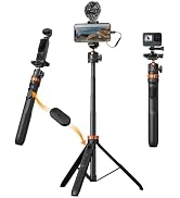 K&F CONCEPT 62'' Phone Selfie Stick Tripod, 2-in-1 Lightweight Extendable Cell Phone Tripod Stand...