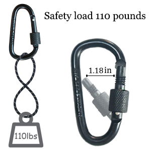 The heavy-duty D-ring hook can safely carry a weight of 110 pounds