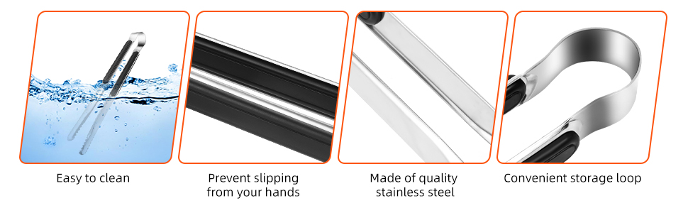 4 Pack Premium Stainless Steel Kitchen Tongs
