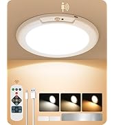 Rechargeable Motion Sensor Ceiling Light with Remote, Wireless Ceiling Light Battery Operated, No...