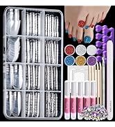 Teenitor 312pcs Clear Toe Nails Press on with Glitter Kit, Acrylic Toe Nail Tips Kit with Nail Gl...
