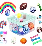 KINGYAO 24 Pack Bundle Sensory Fidget Toys Set-Liquid Motion Timer/Grape Ball/Mochi Squishy/Stret...