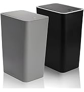 Fasmov Trash Can, 2 Pack 15 Liter / 4 Gallon Plastic Garbage Container Bin with Press Top Lid, Wa...