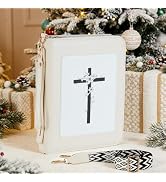 Bible Cover Case for Women, Leather Large Bible Carrying Book Cases with Shoulder-Strap and Handl...