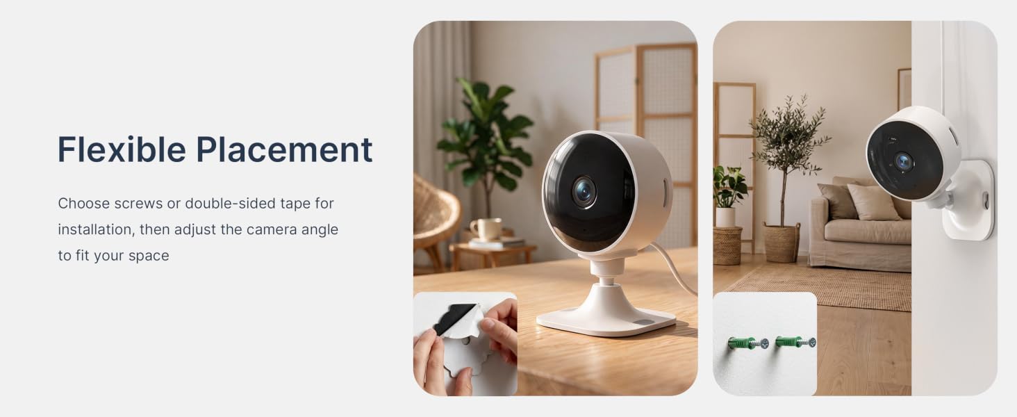 GNCC GC3 camera shown on a table and wall mount with adjustable placement