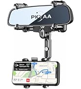 PKYAA Rearview Mirror Phone Holder for Car, 360° Rotating Rear View Mount with Adjustable Arm Len...