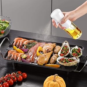 Olive oul sprayer for cooking kitchen oil spray bottle dispenser refillable mister glass
