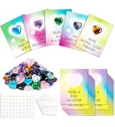 WenmthG 60 Sets Valentines Day Gemstones Gifts Exchange for Kids - Heart-Shaped Stones Pocket Hug...