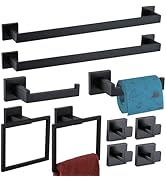 10-Pieces Bathroom Hardware Set Matte Black Bathroom Accessories Set SUS304 Towel Bar Set Include...