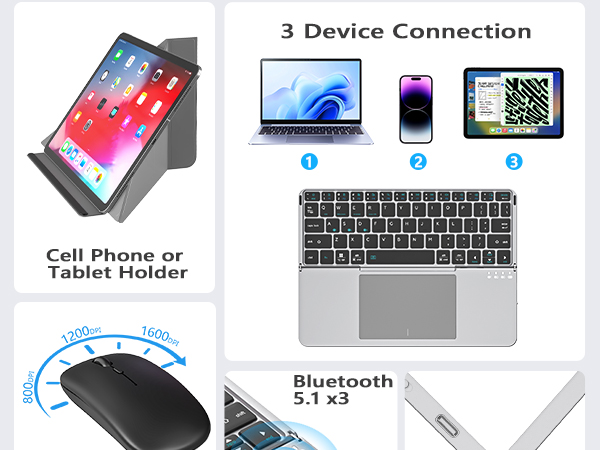 Folding Bluetooth Keyboard Combo