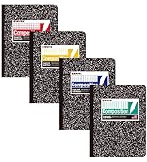 KAISA Composition Notebooks, Graph Ruled, 9-3/4" x 7-1/2" Quad Ruled, Black Marble Covers Composi...