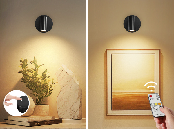 Indoor wall lamps controlled by touch and remote control