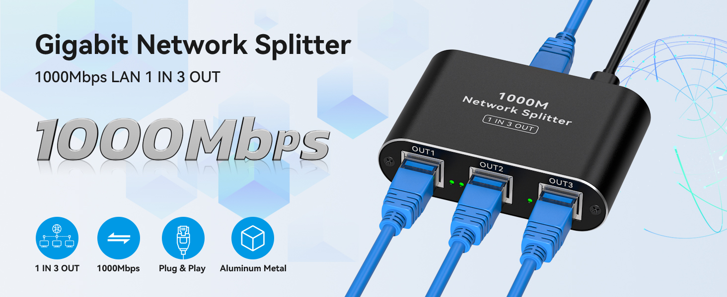 ethernet splitter 1 to 3 ethernet cable splitter ethernet splitter high speed