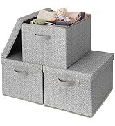 GRANNY SAYS Fabric Boxes with Lids, Storage Bins with Handles, Shelf Bins for Organizing, Extra L...