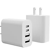 USB C Wall Charger, 40W 4-Port Fast Charging Block, Dual Port QC+PD 3.0 Power Adapter Multiport W...