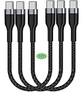 HOTNOW Short USB Type C to USB C Cable 1FT 3Pack, 12 inch USB C Charger Cable PD 65W Compatible w...