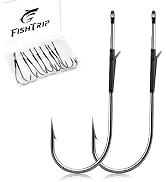 FishTrip Baitholder Worm Hooks, 30 Pack 3X Long Shank Bait Holder Fish Hook Double Barbed for Bas...
