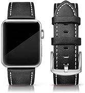 EDIMENS Leather Bands Compatible with Apple Watch 42mm 44mm 45mm Band Men Women, Vintage Genuine ...