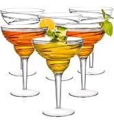 Youeon 6 Pack 12 Oz Hard Acrylic Margarita Glasses with Stem, Shatterproof Acrylic Wine Glasses, ...