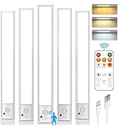 Under Cabinet Lights with Remote Control,12 inch Rechargeable 2500mAh Battery 350 Lumen Motion Se...