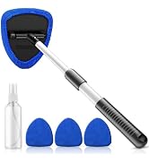 Windshield Cleaning Tool, 23-inch Extendable Handle Car Window Cleaner with 4 Reusable and Washab...