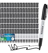 TOMPEN Dry Erase Markers Black,160 Bulk Pack Chisel Tip,Low Odor Quick-Drying Whiteboard Markers ...