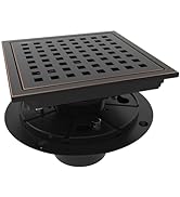 WEBANG 6 Inch Square Shower Floor Drain with Flange,Quadrato Pattern Grate Removable,Food-Grade S...