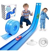Flexible Race Track Toys for Kids: 15 Ft Flex Race Car Ramp Track with Suction Cups - Rolls Up Po...