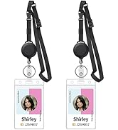 Uniclife 2 Pack Retractable Adjustable Lanyards Flat Neck Lanyards with Retractable Badge Reels Q...