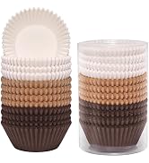 SKIDEC Standard Cupcake Liners 300 Count Fall Colors Paper Muffin Baking Cups Brown Neutral Dispo...