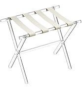 Sumerflos Acrylic Luggage Rack for Guest Room - Foldable Suitcase Stand with Leather Straps for B...