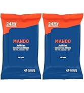 Mando Deodorant Wipes - 24 Hour Odor Control - Aluminum Free, Baking Soda Free, Skin Safe - 45 Co...