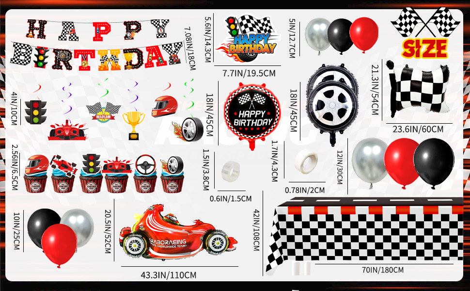 racing car birthday party decorations