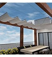 Windscreen4less 3' x 12' Retractable Shade Cover Replacement Canopy Sliding Wave Shade Sail for P...