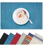 Caressio Linen Placemat Set of 6, Heat-Resistant Washable Easy to Clean Table Mats, Natural Linen...