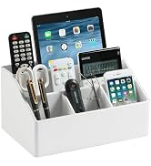 MEIBOOCH PU Leather Desk Organizer, Luxury Remote Control Holder for Home, Office Desk Accessorie...