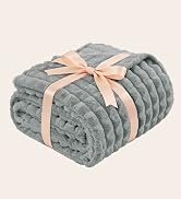 BEDELITE Updated Grey Throw Blanket for Couch and Bed- Super Soft and Warm 3D Checkered Fluffy Fu...