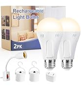 2 Pack Rechargeable Light Bulbs,Battery Backup Light Bulb for Emergency Use,A19 E26 Emergency Lig...