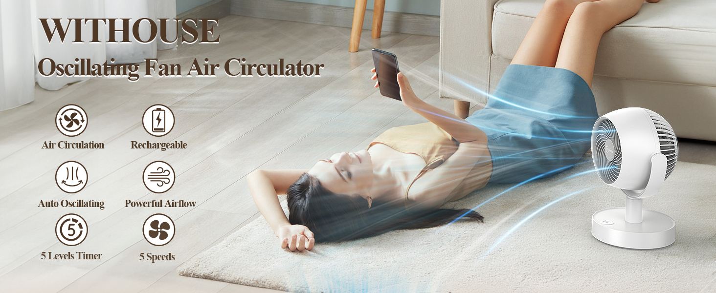 WITHOUSE Oscillating Fan Air Circulator