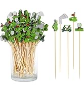 Golf Cocktail Picks, 4.7 IN Fancy Toothpicks for Appetizers, Wooden Fruit Skewers Bamboo Food Sti...