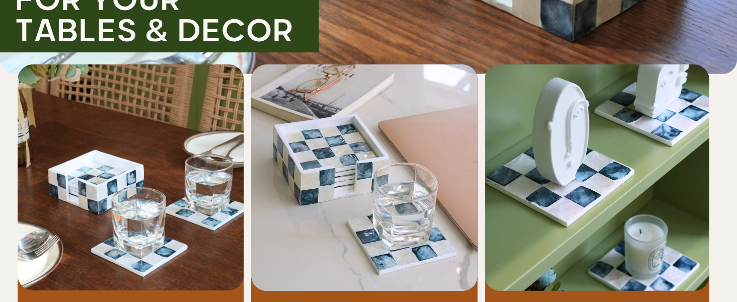 Desk coasters Capiz shell for office and workspace decor