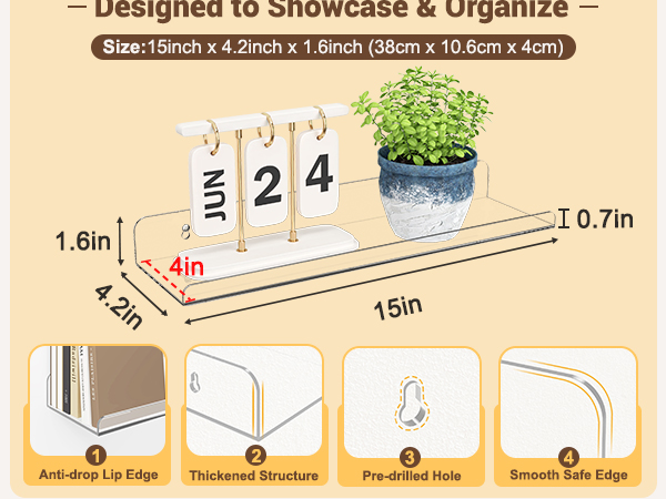 Designed to Showcase & Organize Size: 15*4.2*1.6in