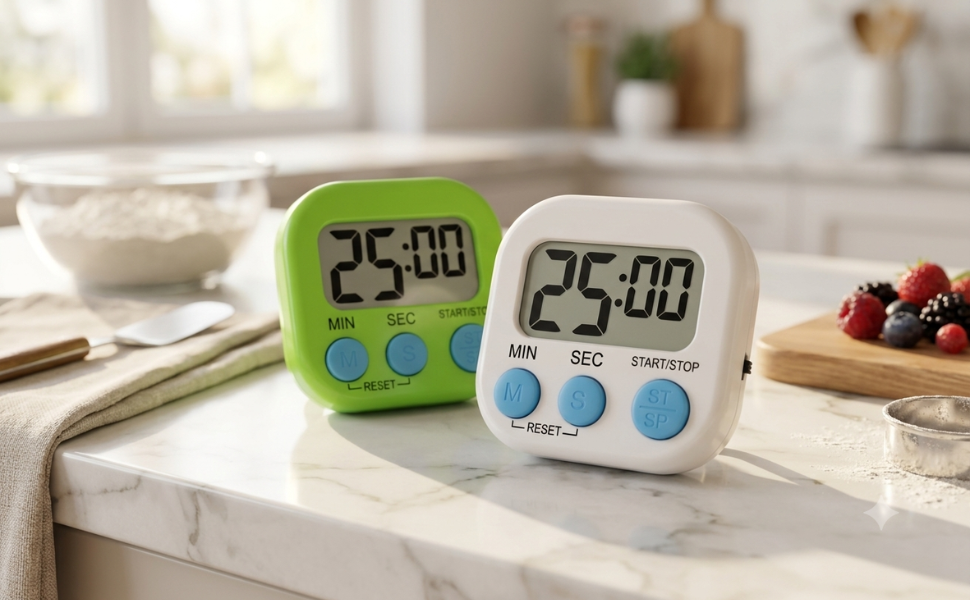 MSART 2 pack digital kitchen timers with large LCD screen and loud alarm for cooking and classroom