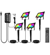 L LOHAS LED Low Voltage Landscape Flood Lighting Kit RGB with Transformer | 30W Landscape Flood L...