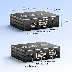 8K HDMI Splitter 1 in 2 Out Not Extended Display, Mirror Only, 4K@120Hz HDMI 2.1 Splitter 1x2